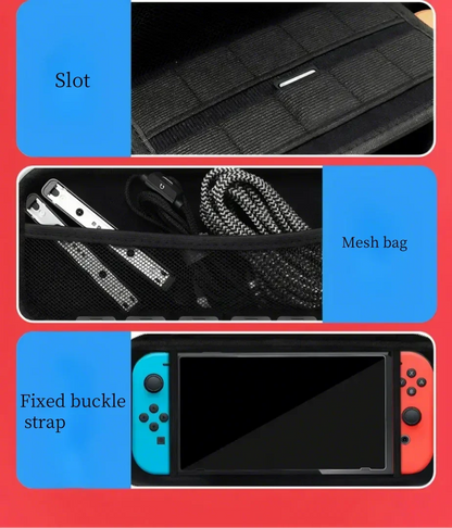 Switch storage bag with slot, black mesh pouch, and fixed buckle strap for OLED model on Tampa Home & Garden Store