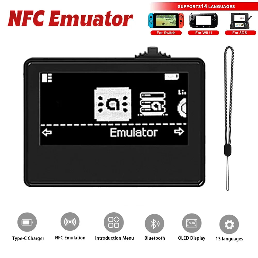 NFC Emulator handheld with OLED display, black Bluetooth NFC simulator for Switch/3DS/Wii U on Tampa Home & Garden Store
