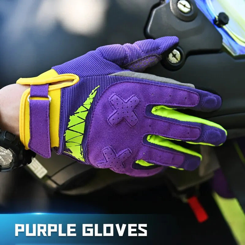 Touch Screen Gloves Unisex motorcycle gloves by BikerZoneZ, purple neon accents on Tampa Home & Garden Store