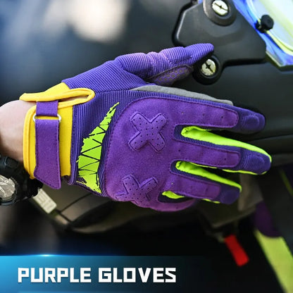 Touch Screen Gloves Unisex motorcycle gloves by BikerZoneZ, purple neon accents on Tampa Home & Garden Store