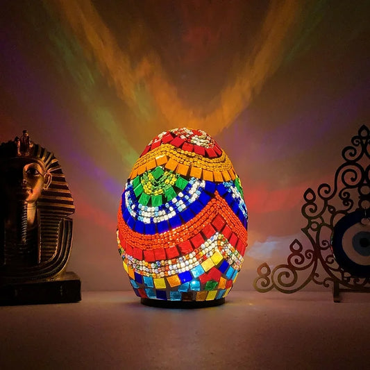 DIY Turkish Mosaic Egg Table Lamp Rechargeable Battery Bedside Desk Night Light - Tampa Home & Garden Store