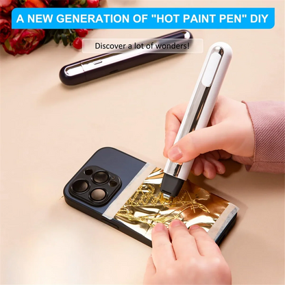 Cordless Mini Heat Press by UpTrend Deals applying gold foil transfer to smartphone case on Tampa Home & Garden Store