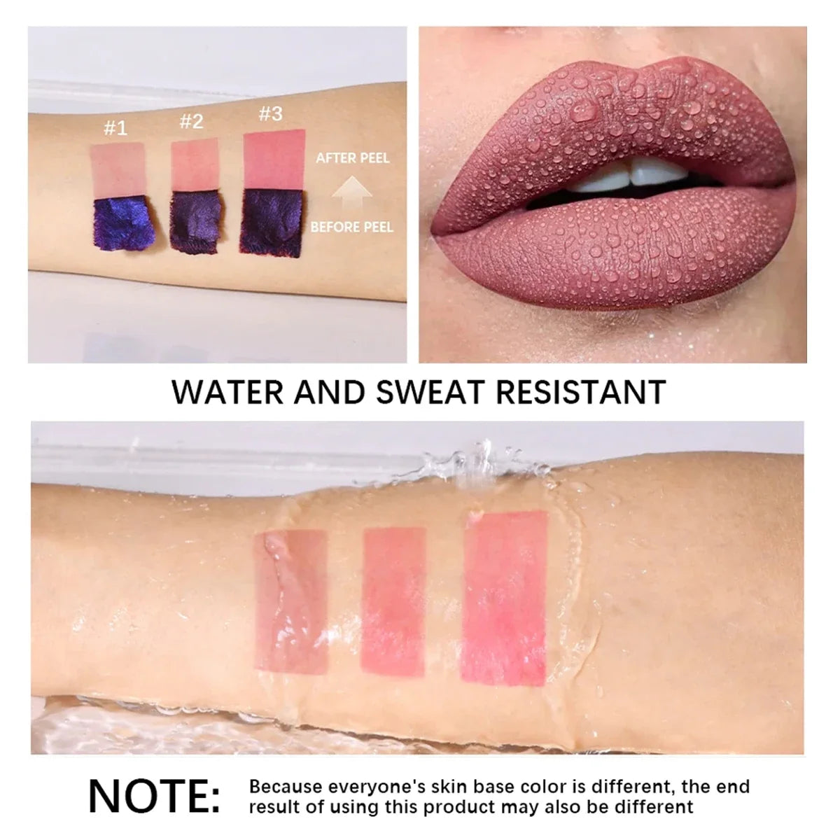 JUJU DREAM Peel Off Lip Stain Set, Silcy Skin 3-color waterproof lip tint swatches on Tampa Home & Garden Store