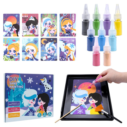 Perfecsy sand art kit with 8 princess cards and 8 color pigment bottles for DIY sand painting on Tampa Home & Garden Store