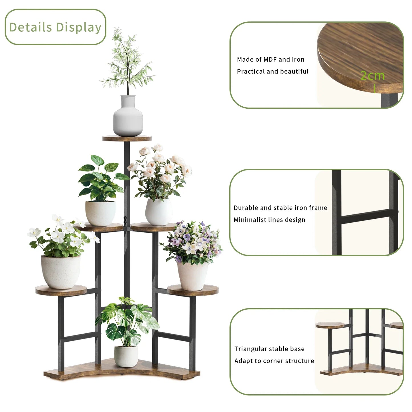 Five Tier Corner Plant Stand and Rack for Balcony