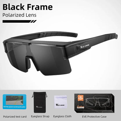 West Biking black frame cycling sunglasses with photochromic UV400 polarized lenses on Tampa Home & Garden Store