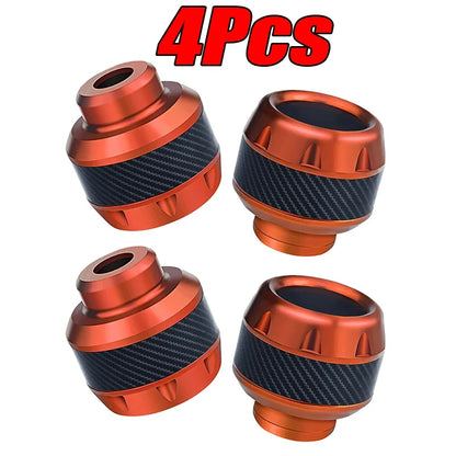4pcs BikerZoneZ orange front fork crash protectors with carbon fiber band on Tampa Home & Garden Store