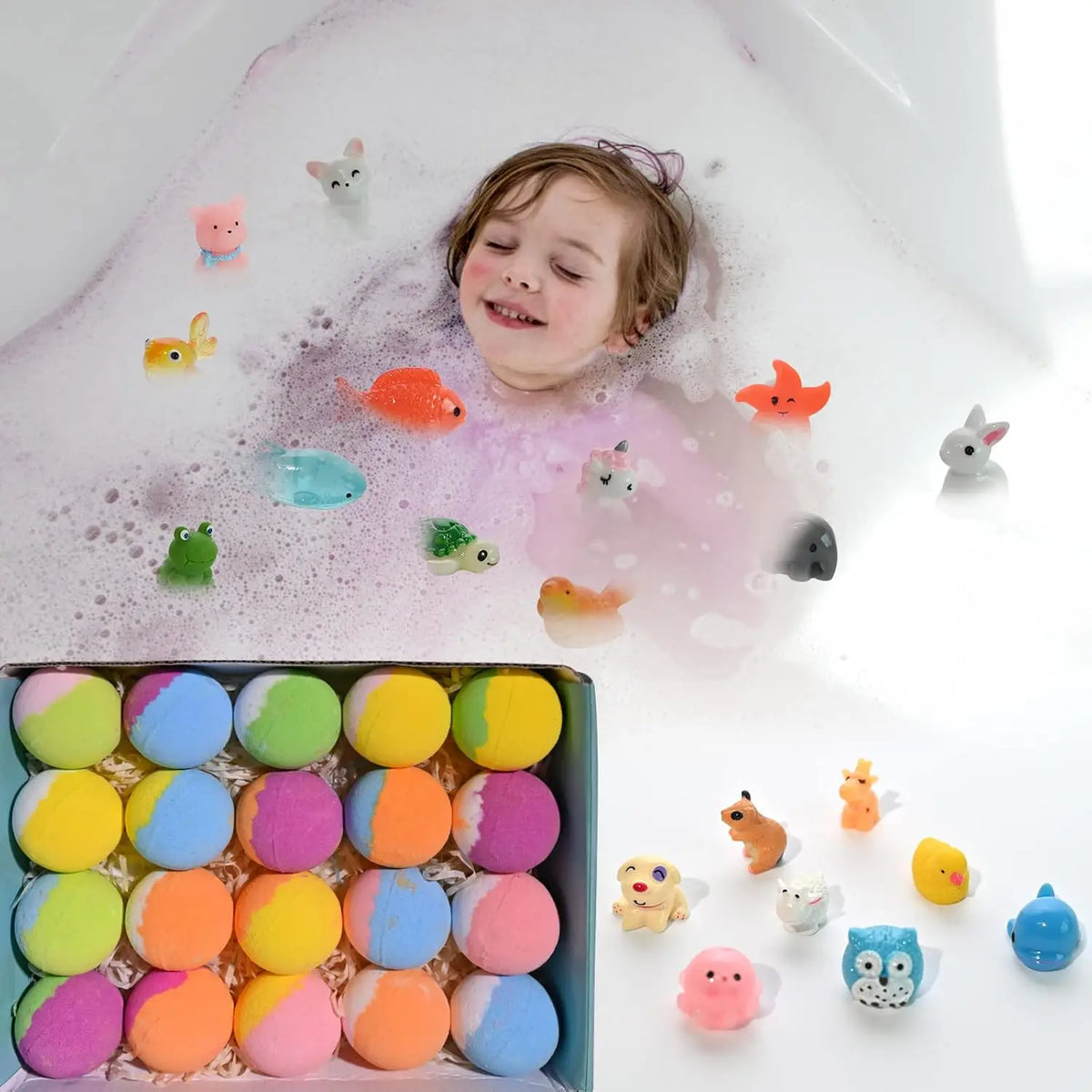 Bath bombs gift set for kids by Silcy Skin with surprise toys, 20 multicolor fizzy balls on Tampa Home & Garden Store