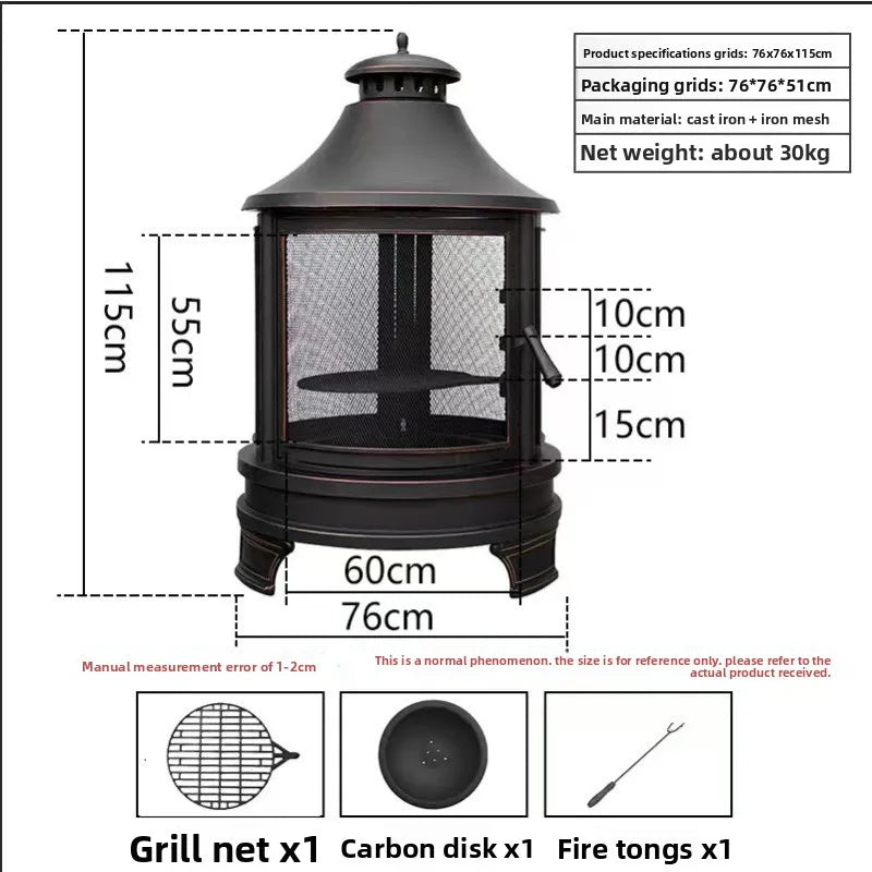 Outdoor large charcoal grill in black cast iron with mesh door and stand FLIPSTYLEZLLC on Tampa Home & Garden Store