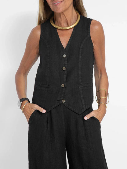 UpTrend Deals women's sleeveless vest and pants two-piece set in black on Tampa Home & Garden Store