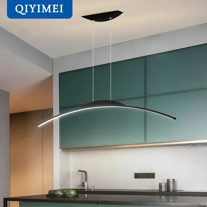 DecorBites LED Pendant Lamp curved minimalist hanging light with dual cables and QIYIMEI on Tampa Home & Garden Store