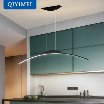 DecorBites LED Pendant Lamp curved minimalist hanging light with dual cables and QIYIMEI on Tampa Home & Garden Store