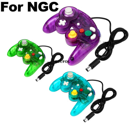 Set of three translucent wired GameCube controllers by FLIPSTYLEZLLC in purple, green, and blue on Tampa Home & Garden Store