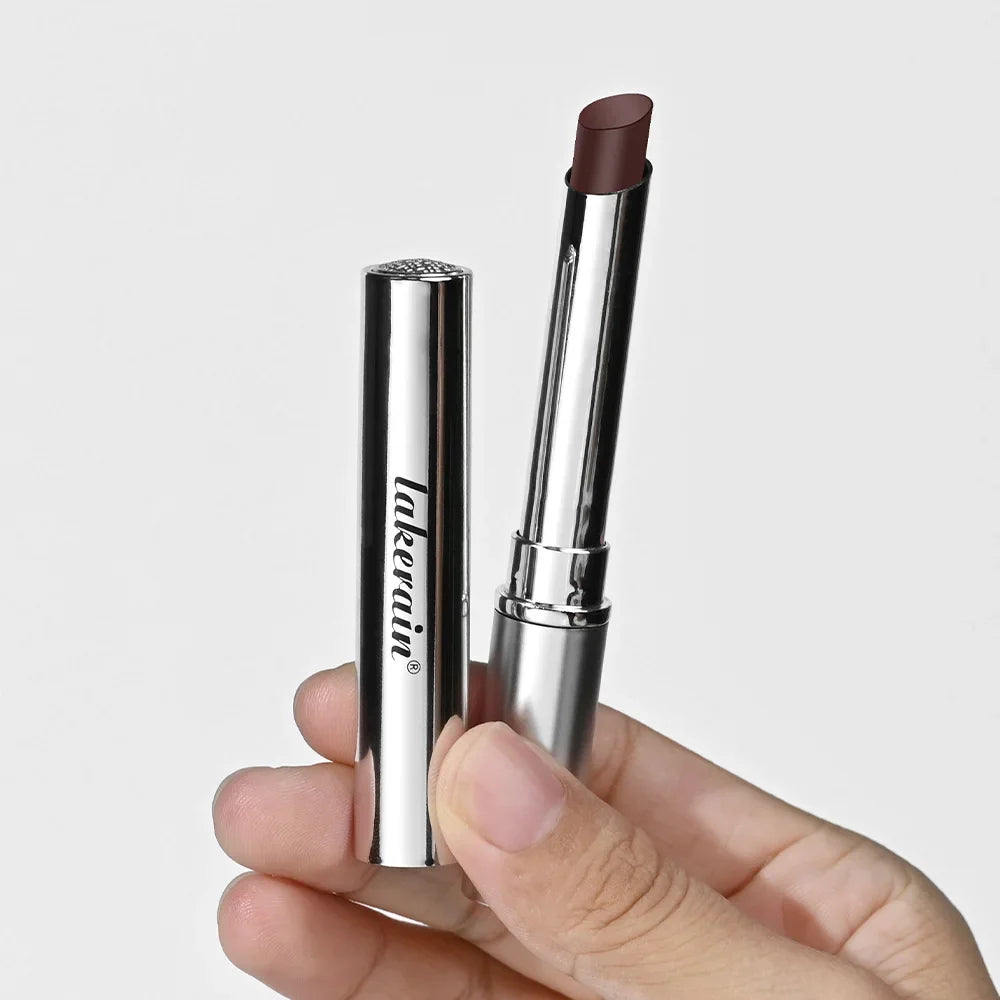 lipstick by Silcy Skin in brown shade with a sleek silver tube on Tampa Home & Garden Store