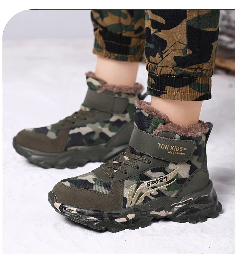 Kids Winter Snow Boots camouflage UpTrend Deals with plush fur lining and anti-slip sole on Tampa Home & Garden Store