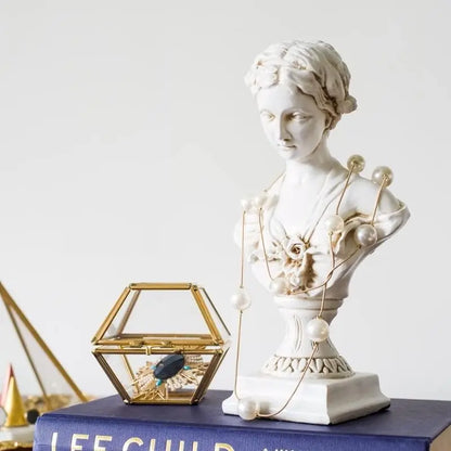 Goddess bust statue Venus sculpture in white resin with pearl necklace decor Perfecsy on Tampa Home & Garden Store