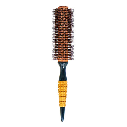 Wood-handle round brush with boar bristles, orange grip, Silcy Skin pro styling tool on Tampa Home & Garden Store