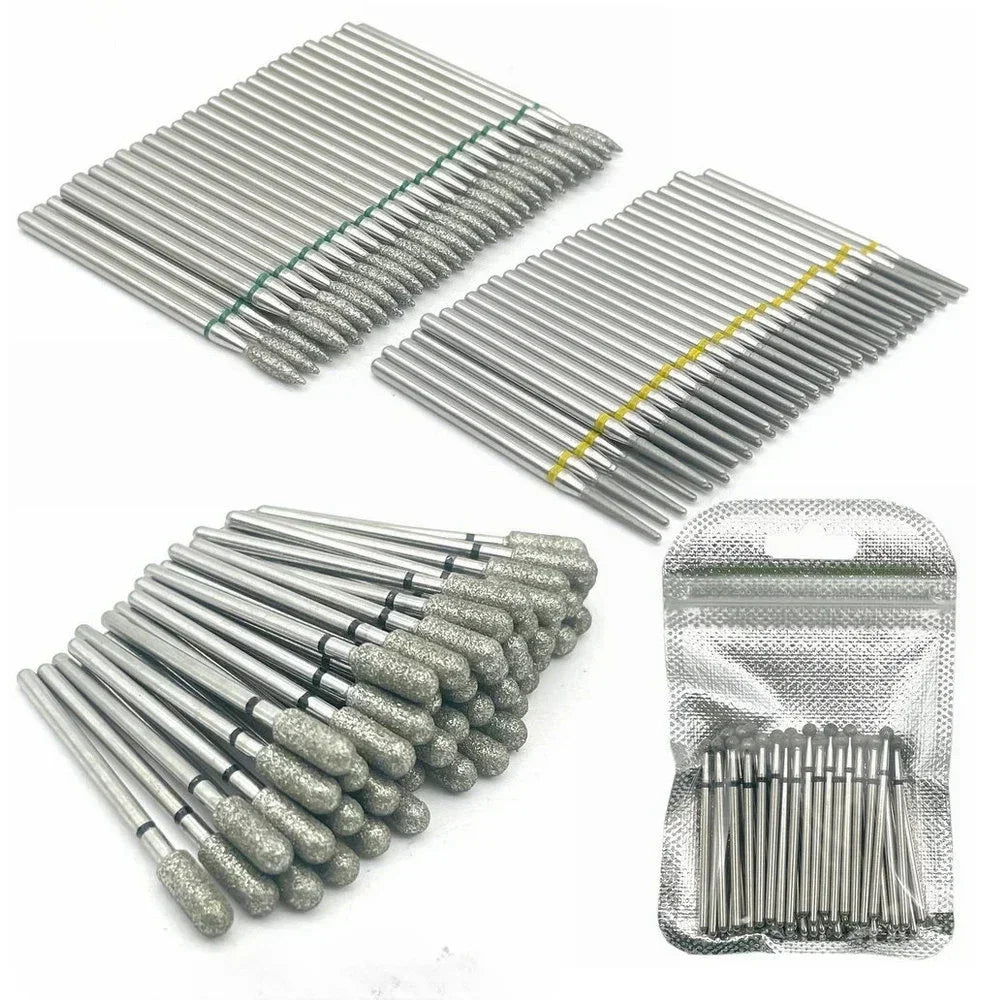 50pc diamond nail drill bit set with silver diamond-coated bits on color-banded racks on Tampa Home & Garden Store