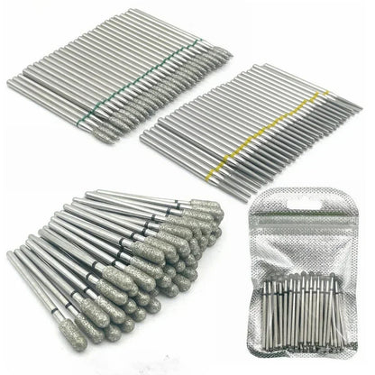 50pc diamond nail drill bit set with silver diamond-coated bits on color-banded racks on Tampa Home & Garden Store