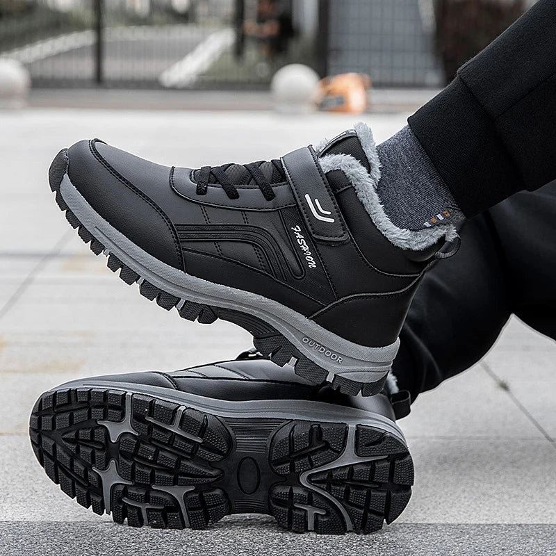 Winter boots for men UpTrend Deals, black waterproof shoes with fur lining and outsole on Tampa Home & Garden Store