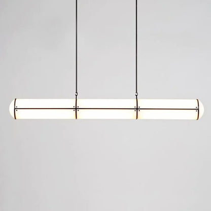 DecorBites Kitchen Island Pendant Light cylindrical white fixture with black metal bands on Tampa Home & Garden Store