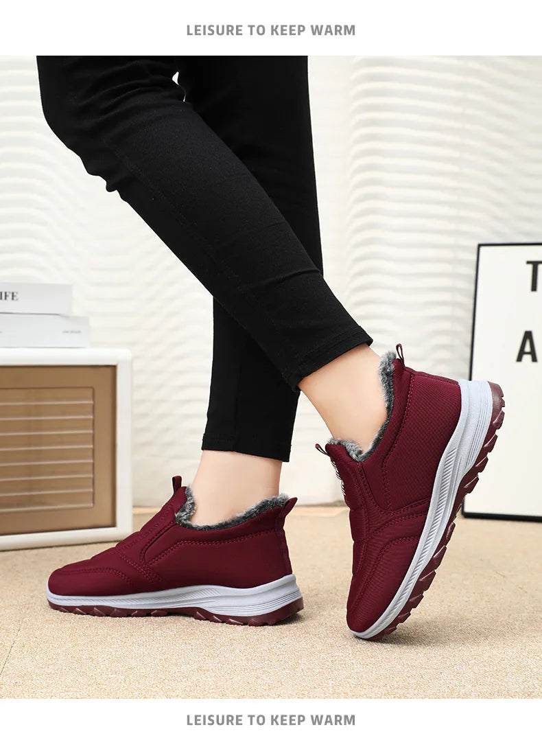 Women's burgundy winter snow boots with plush fur lining and non-slip sole UpTrend Deals on Tampa Home & Garden Store