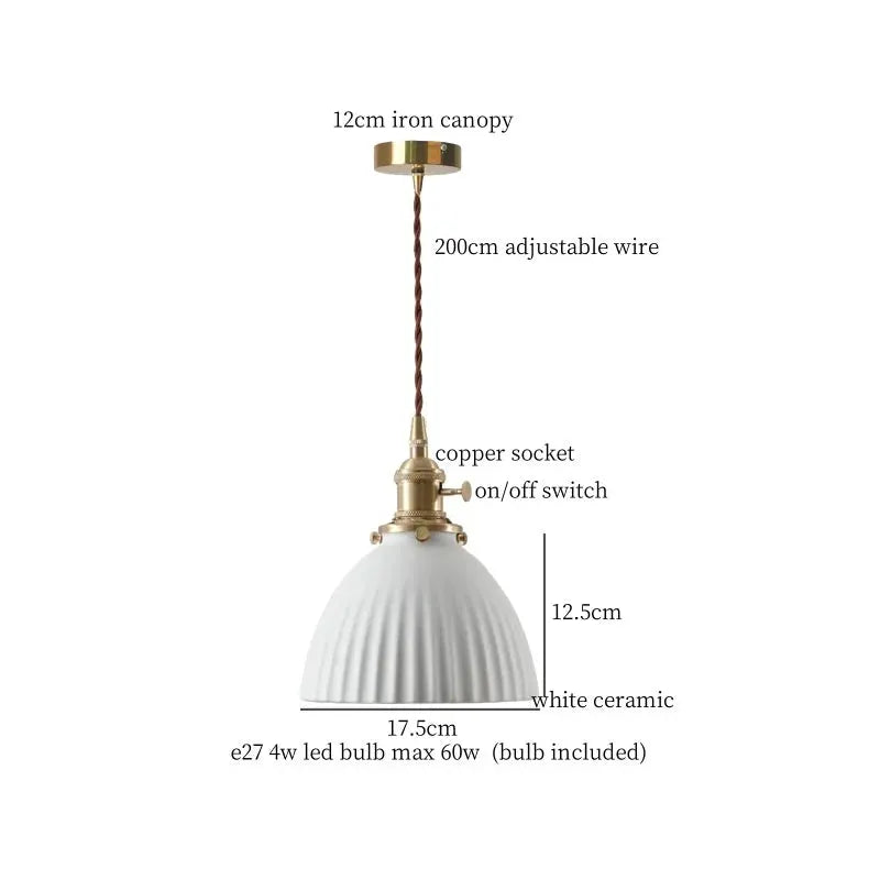 Decorbites lotus flower ceramic LED pendant lampshade white ceramic with brass canopy and cord on Tampa Home & Garden Store