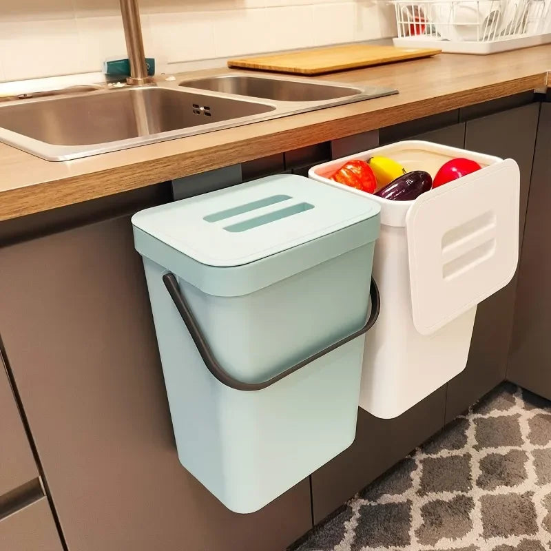 Space-saving trash cans by Perfecsy, 2-bin, 3/5L, light blue and white, under-counter on Tampa Home & Garden Store