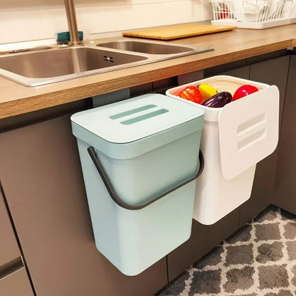 Space-saving trash cans by Perfecsy, 2-bin, 3/5L, light blue and white, under-counter on Tampa Home & Garden Store