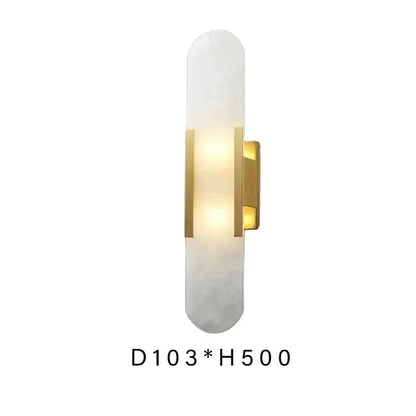 DecorBites linear marble alabaster wall sconce with brass hardware on Tampa Home & Garden Store
