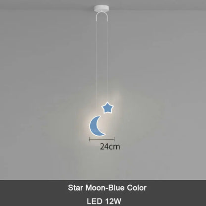 DecorBites Kids Star Moon pendant lamp blue with remote dimming, 24cm, LED 12W on Tampa Home & Garden Store