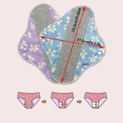 Silcy Skin reusable menstrual cloth pads set of 2, blue floral with gray backing and snaps on Tampa Home & Garden Store