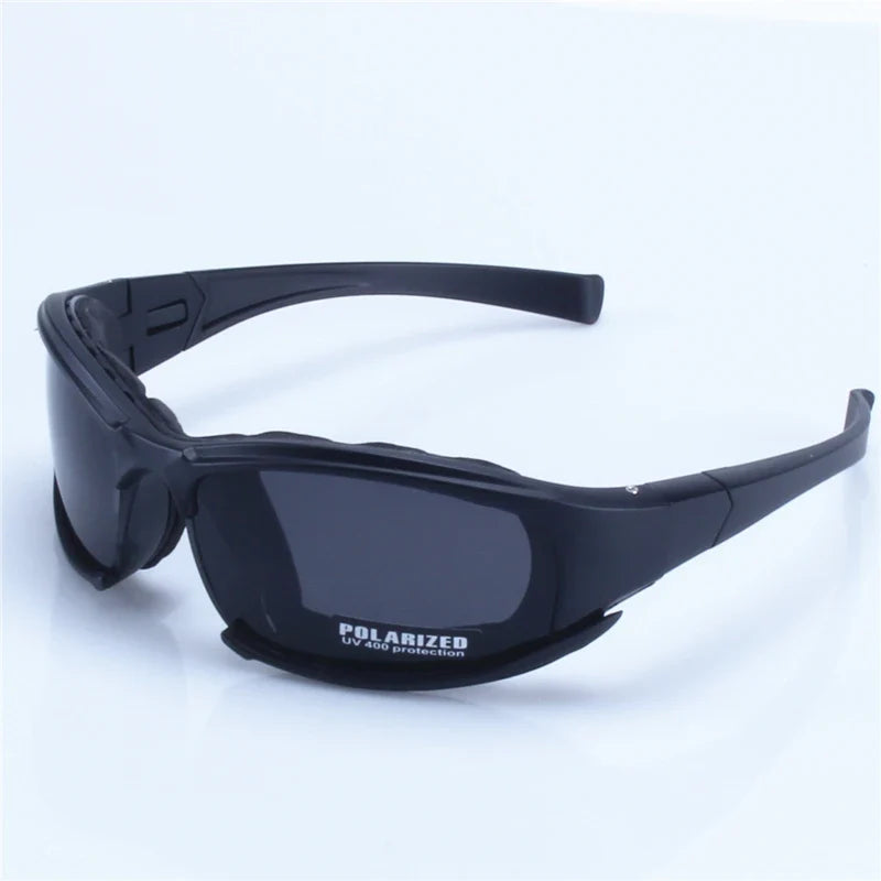 X7 Military Polarized Sunglasses black wraparound frame dark lenses UV 400 protection BikerZoneZ on Tampa Home & Garden Store