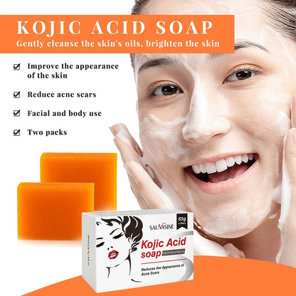 Kojic Acid Soap bars from Silcy Skin, two bright orange cleansing bars beside the product box on Tampa Home & Garden Store