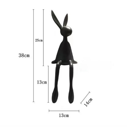 Perfecsy black rabbit statue, abstract art sculpture for living room decor, 38 cm tall on Tampa Home & Garden Store