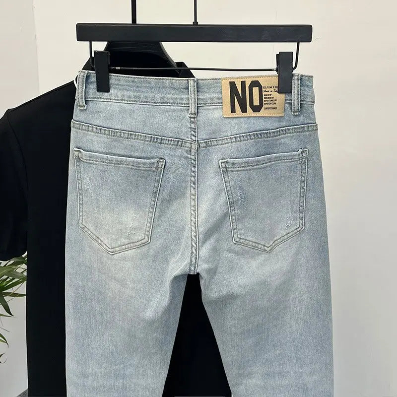 Men's skinny jeans in light blue denim with back pockets, slim fit casual wear UpTrend Deals on Tampa Home & Garden Store