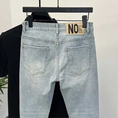 Men's skinny jeans in light blue denim with back pockets, slim fit casual wear UpTrend Deals on Tampa Home & Garden Store