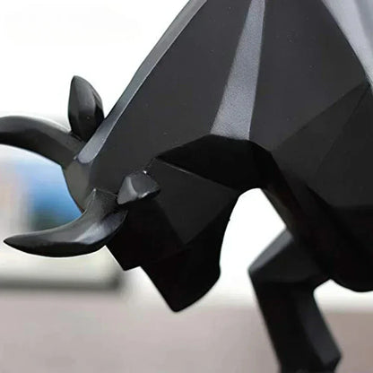 Geometric resin bull figurine, black Nordic modern decor cow statue by Perfecsy on Tampa Home & Garden Store
