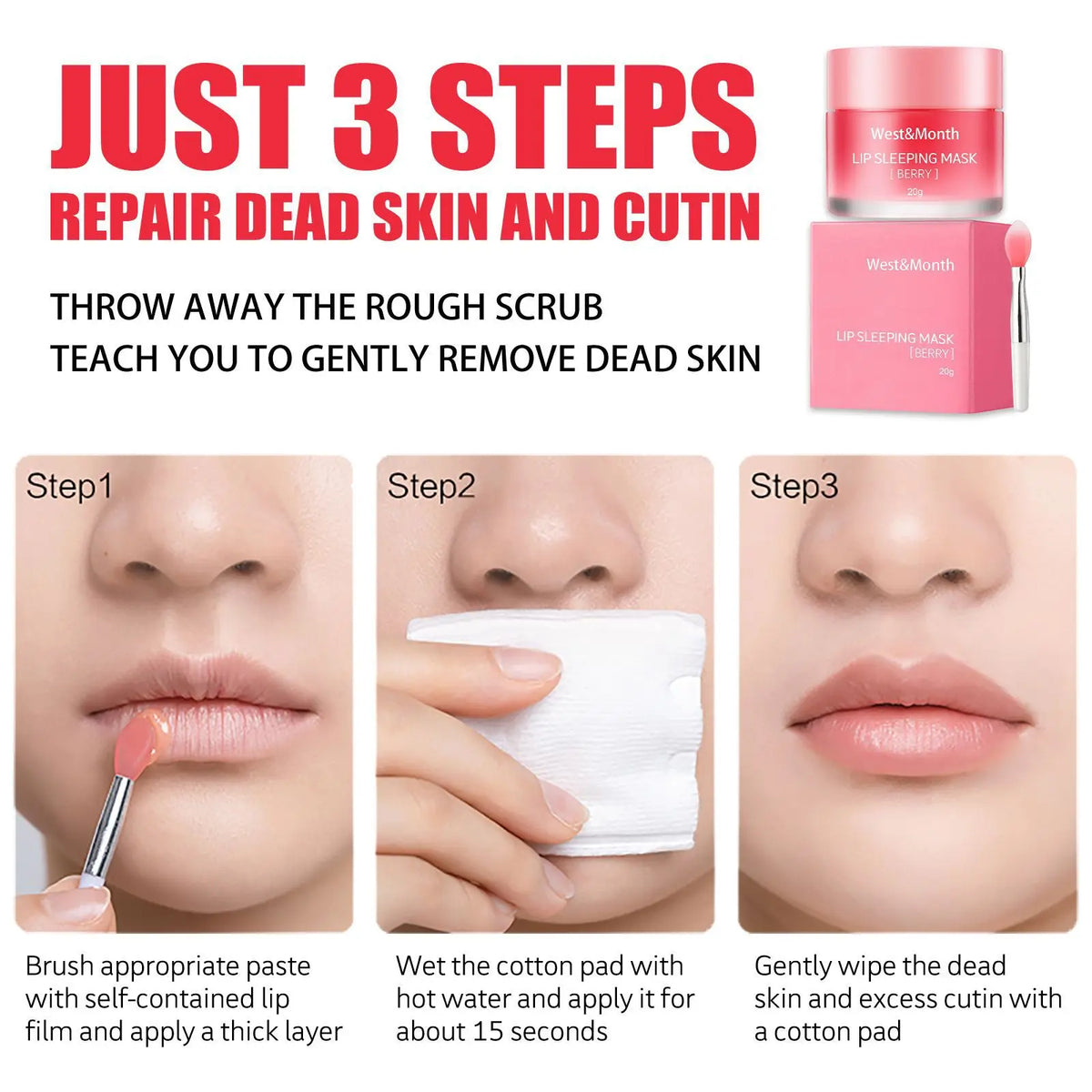 Berry Lip Sleeping Mask by Silcy Skin in pink jar with spatula for moisturizing lip care on Tampa Home & Garden Store