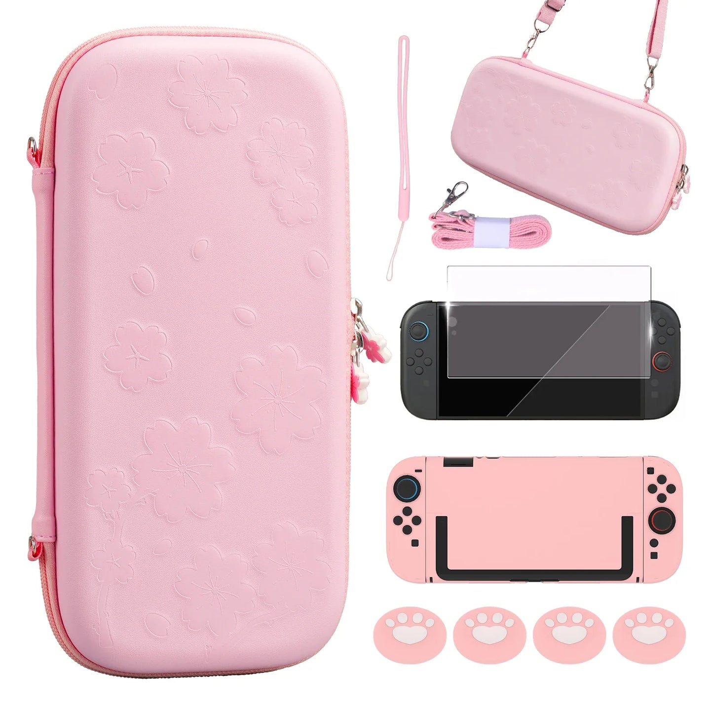 Pink FLIPSTYLEZLLC hard case for Nintendo Switch 2 with floral embossed surface and pink strap on Tampa Home & Garden Store