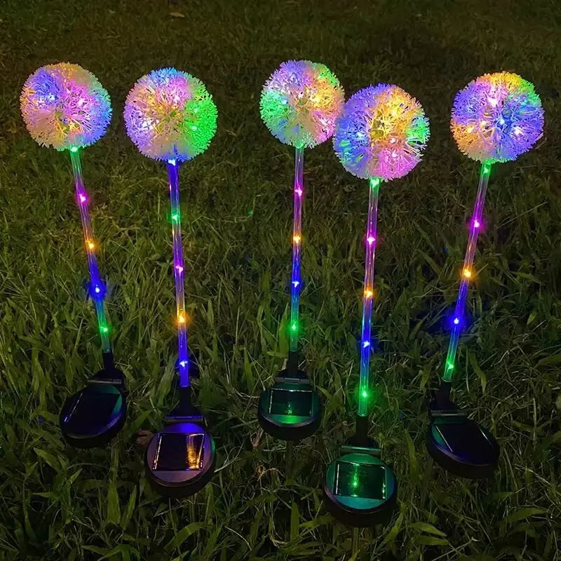 Perfecsy solar LED dandelion lights, multicolor globe, waterproof lawn stake lights, 5-pack on Tampa Home & Garden Store