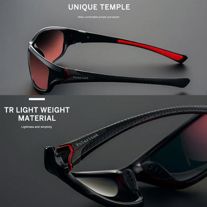 Two BikerZoneZ polarized sunglasses with black frame and red temple accents, UV400 on Tampa Home & Garden Store