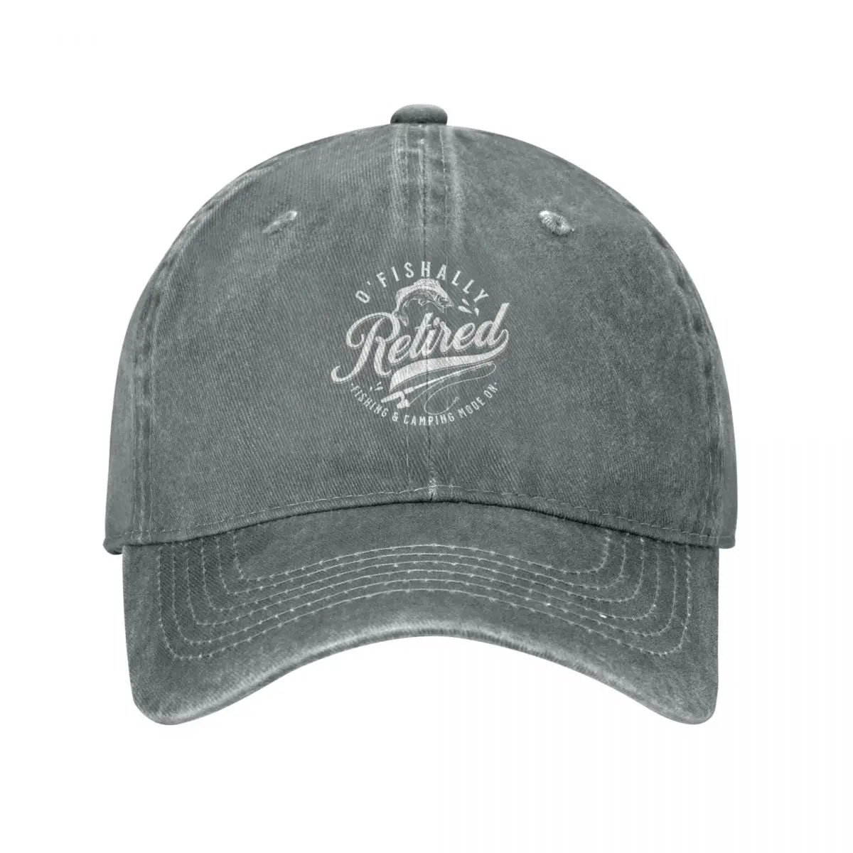 Gray distressed cotton cap with curved brim and front circular Retired logo on Tampa Home & Garden Store