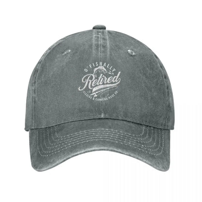 Gray distressed cotton cap with curved brim and front circular Retired logo on Tampa Home & Garden Store