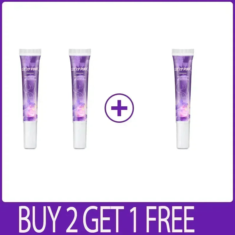 Silcy Skin Sexy Pink whitening cream tubes, 3-pack with plus sign and Buy 2 Get 1 Free banner on Tampa Home & Garden Store