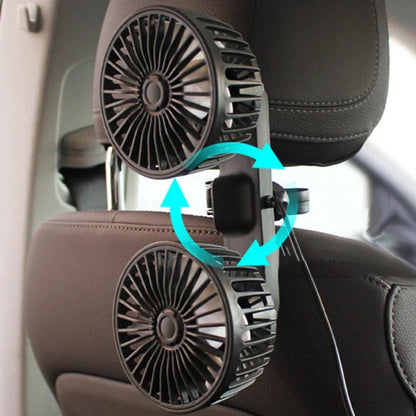 Portable Dual-Head USB Fan for Car with 360° Rotation & 3 Speed Settings for Ultimate Comfort