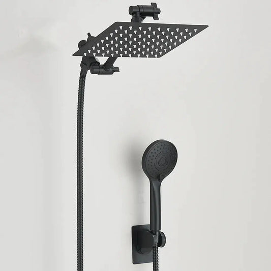 High-Pressure rain shower head with handheld in black finish and hose on Tampa Home & Garden Store