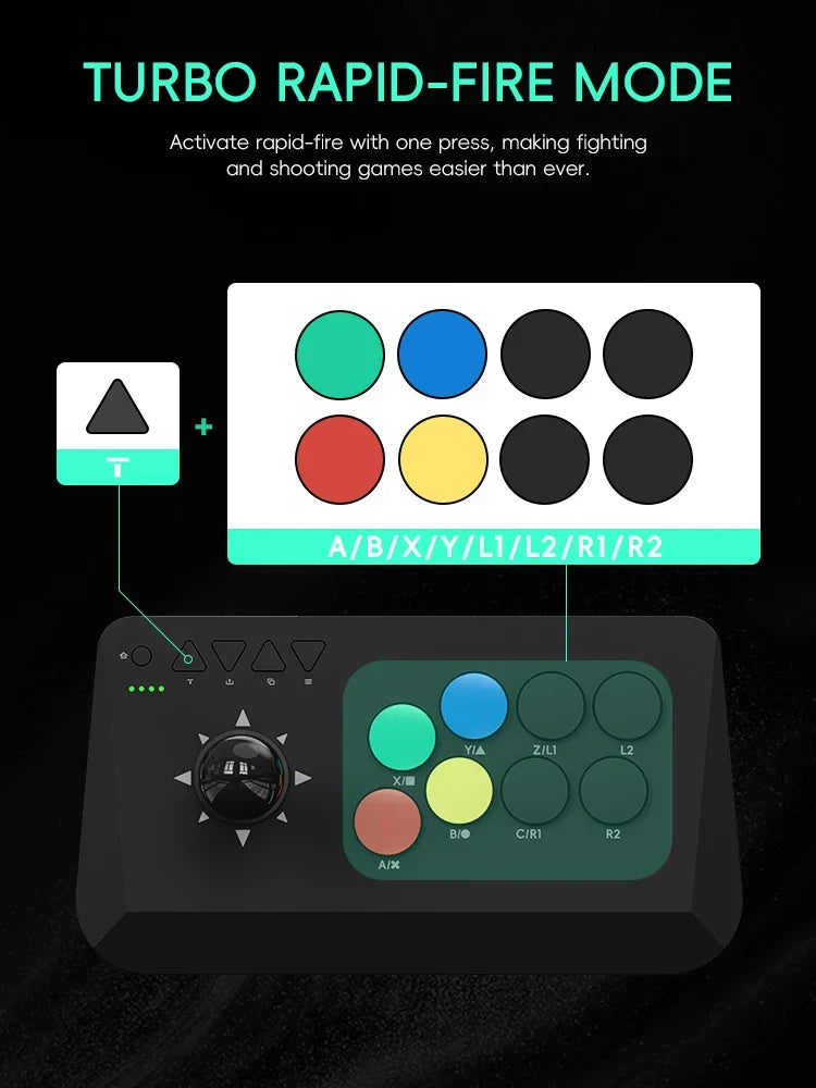Data Frog arcade fighter stick with multi-color circular buttons and a Turbo rapid-fire module FLIPSTYLEZLLC on Tampa Home & Garden Store