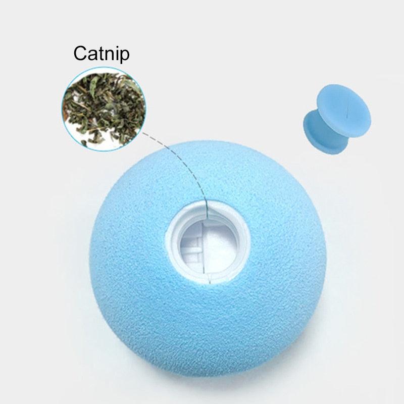 Gravity ball interactive cat toy blue textured foam ball with inner sound chamber Stevvex on Tampa Home & Garden Store
