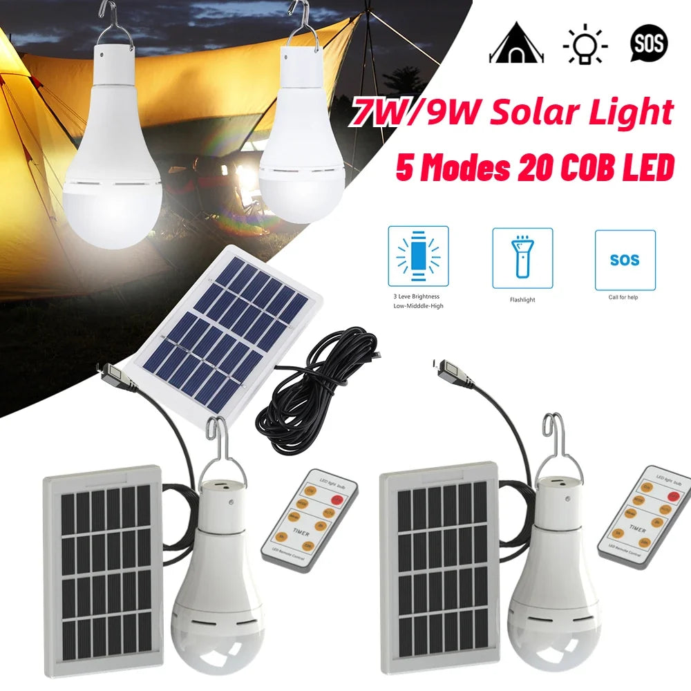 Portable 20 Cob Solar LED Bulb Usb Rechargeable